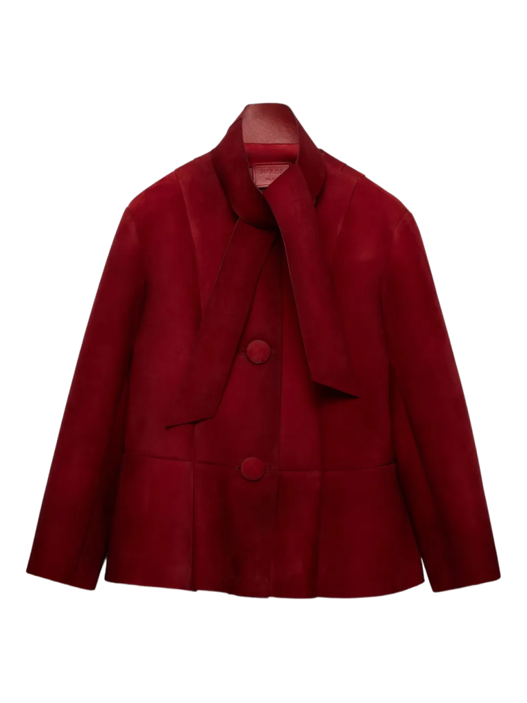 Bow-detail buttoned jacket
